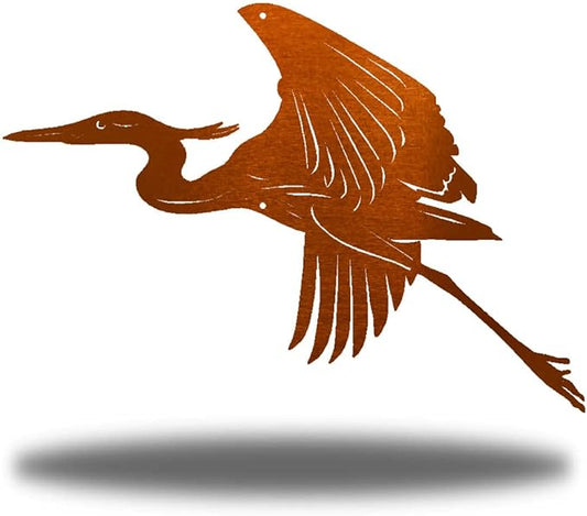 Riverside Designs Heron Coastal Beach Outdoor Metal Wall Art | Made in USA | Multiple Colors and Sizes (12", Copper)
