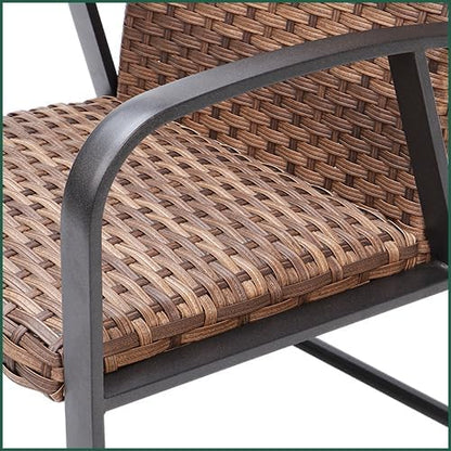 Naga Bahna 3-Piece Outdoor Wicker Patio Conversation Bistro Set, All-Weather Rattan Patio Furniture Set with Table & Pillows, Metal Frame Outdoor Sectional Sofa for Patio, Balcony, Backyard