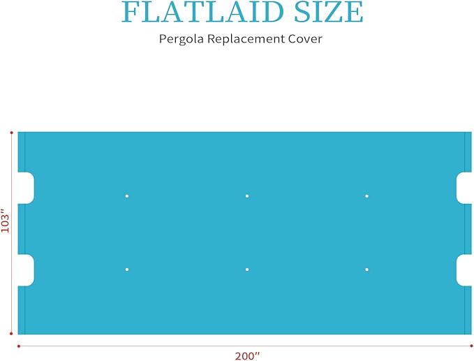 Pergola Canopy Replacement Cover for Lowe's Allen + Roth 10x10 Ft Freestanding Pergola, 200" x 103" Shade Cover, Compatible with Model #L-PG152PST-B,Cover Only (Turquoise)