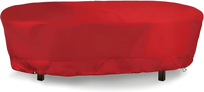 Eevelle Meridian Patio Oval Table Cover with Marine Grade Fabric - Waterproof Outdoor Table Cover - Furniture Set Covers for Dining Table - Easy to Install - (25.5" H x 66" L x 42" W, Red)