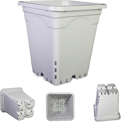 HG9X9SW 9"x9" Square Grayish-White Light-Blocking Plastic Planter with Hanging Holes, Hydroponic Side Holes, Indoor/Outdoor, 10" Tall, Pack of 24