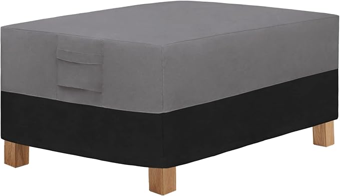 Easy-Going Patio Coffee Table Cover Small Outdoor Rectangular Table Cover, UV Resistant Waterproof Patio Furniture Cover (48"Lx28"Wx16"H, Gray/Black)