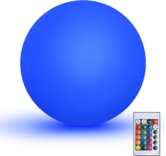 Orb Lamp | Rechargeable Colourful 16 RGB Colours LED Ball Light with Remote | Mood Lamp Globe Light Ball for Table or Bedroom | Modern Round Sphere Design | Indoor Color Changing Dome Accent