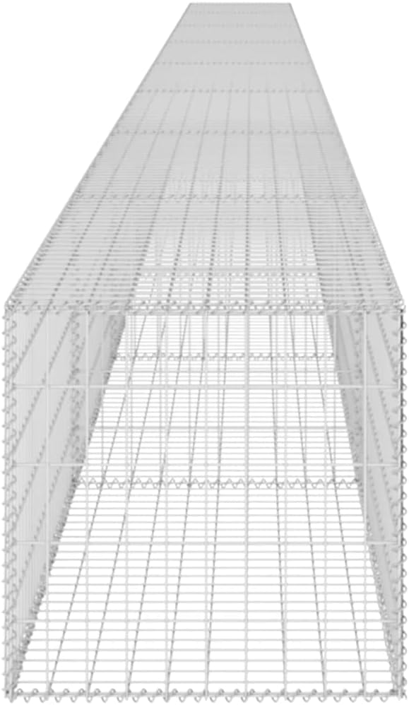 Galvanized Steel Gabion Wall with Covers, Gabion Mesh Wire Wall Panel Galvanized Steel Garden Stone Wire Basket Fencing Patio Decorative Fence, 354"x19.7"x19.7",-186