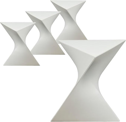 LeisureMod 15.75" Stackable Weather-Resistant Plastic Triangular Side Table - Accent End Table for Indoor & Outdoor Use (White, Set of 4)