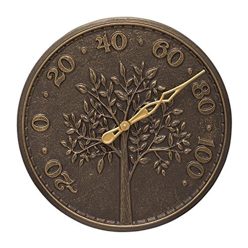 Whitehall Products 10438 Tree of Life 16 inch Indoor Outdoor Wall Thermometer in French Bronze