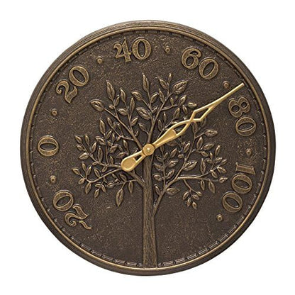 Whitehall Products 10438 Tree of Life 16 inch Indoor Outdoor Wall Thermometer in French Bronze
