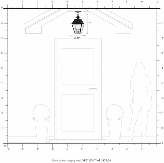 Livex Lighting 2170-04 Mansfield 3-Light Outdoor Hanging Lantern, Black
