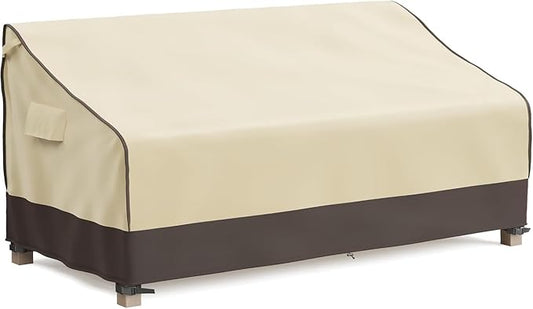 MR.COVER Outdoor Couch Cover Waterproof, Patio Furniture Covers for 2-Seater Couch, Heavy Duty Patio Couch Sofa Covers, Fits up to 58" W x 32" D x 31" H, Moisture-Proof & UV-Protection, Brown & Khaki