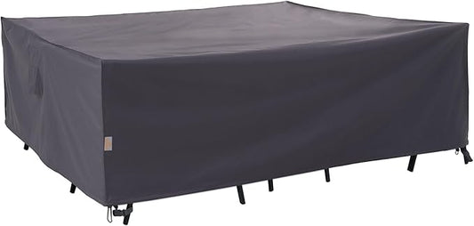 WJ-X3 Rip-Stop Patio Table Cover, Heavy-Duty Waterproof & Windproof Outdoor Furniture Cover, 102" x 78" x 31", Gray