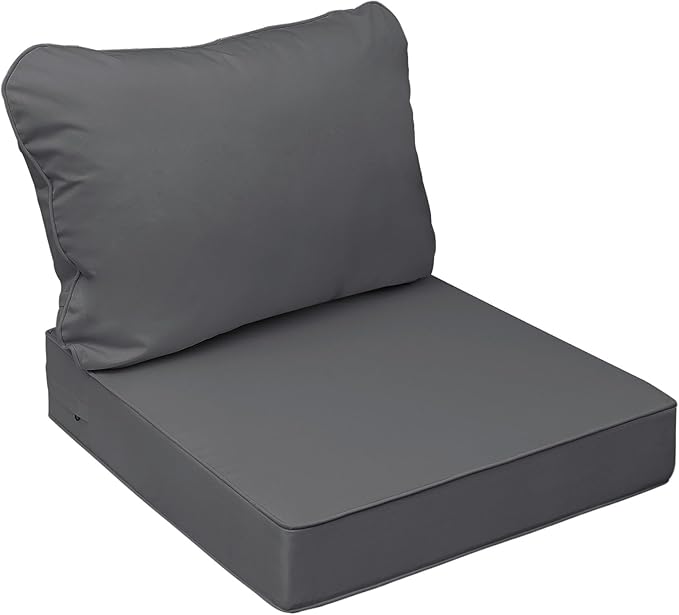 AAAAAcessories Outdoor Seat Cushions for Chairs, Fade-Resistant, Waterproof Patio Furniture Replacement Cushions, 21" x 19" x 3" + 21" x 19", Dark Gray