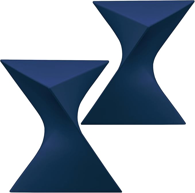 LeisureMod 15.75" Stackable Weather-Resistant Plastic Triangular Side Table - Accent End Table for Indoor & Outdoor Use (Navy Blue, Set of 2)