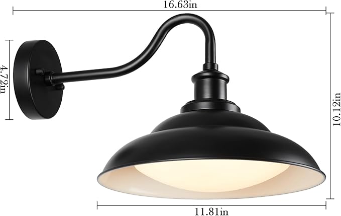LED Outdoor Barn Lights, 12 Inch Farmhouse Exterior Wall Light Fixtures with Adjustable Color Temperature, Black Porch Lights Outside for House, Outdoor & Indoor, Black White