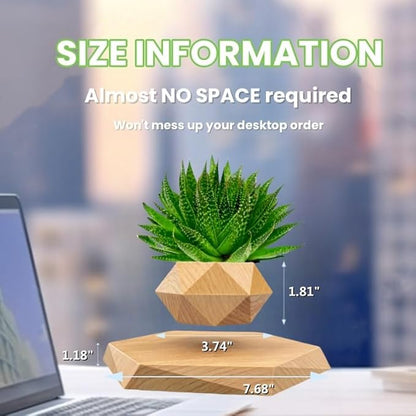 Levitating Plant Pot, Floating Plant Pot Small Floating Flower Pot, 360° Rotating Floating Pots for Plants, Floating Planter for Levitating Decor, Levitating Display Home Office Desk Decor (Yellow)