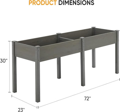 NEWBULIG Raised Garden Bed with Legs 72x23x30in,Elevated Wood Planter Box Stand for Outdoors Garden Balcony Courtyard, Natural Wood 600 Pound Capacity for Planting Herbs Flowers Vegetables, Grey