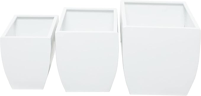 CosmoLiving by Cosmopolitan Metal Indoor Outdoor Planter, Set of 3 20", 18", 16"W, White