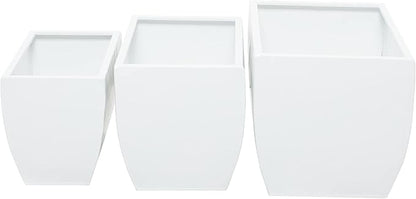CosmoLiving by Cosmopolitan Metal Indoor Outdoor Planter, Set of 3 20", 18", 16"W, White