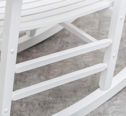 Wood Rocking Chair Porch Rocker Classic Outdoor Patio Outdoor Indoor Furniture for Balcony, Backyard, Garden, Outside, White