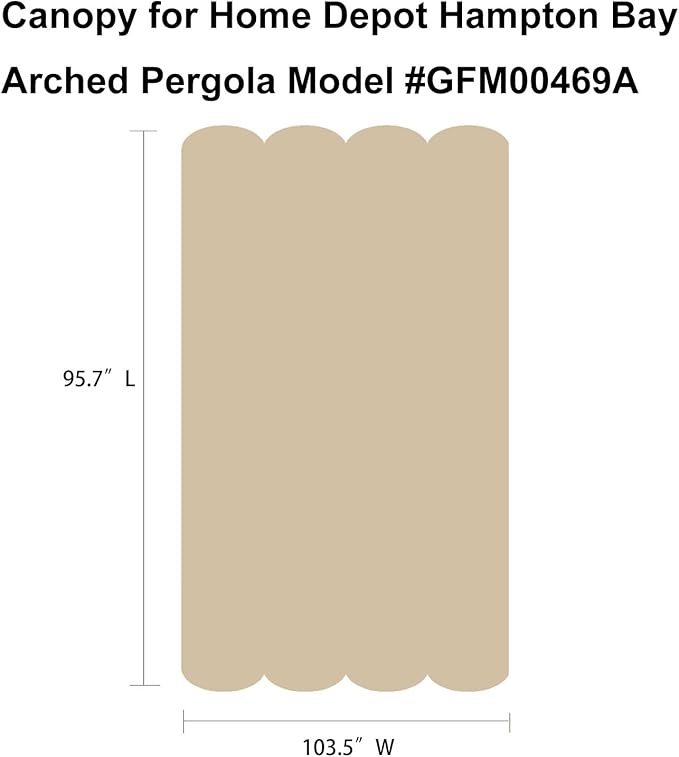 Pergola Shade Cover Replacement Canopy Top Compatible with Home Depot Hampton Bay Arched Pergola Model #GFM00469A - Beige(Canopy Top Only)