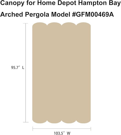 Pergola Shade Cover Replacement Canopy Top Compatible with Home Depot Hampton Bay Arched Pergola Model #GFM00469A - Beige(Canopy Top Only)