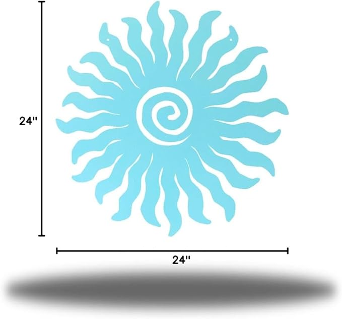 Riverside Designs Sunburst Metal Wall Art Steel Outdoor Decor - Heavy-Duty and Waterproof - Made in USA (24", Sea Foam)