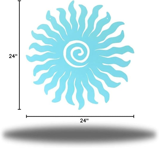 Riverside Designs Sunburst Metal Wall Art Steel Outdoor Decor - Heavy-Duty and Waterproof - Made in USA (24", Sea Foam)