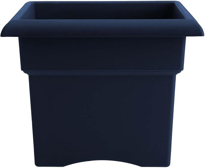 Bloem Veranda 18" Navy Square Deck Box Planter with Optional Knock-Out Drainage Holes