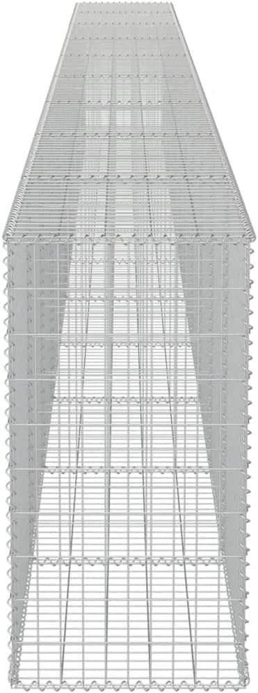 Galvanized Steel Gabion Wall with Covers, Gabion Mesh Wire Wall Panel Galvanized Steel Garden Stone Wire Basket Fencing Patio Decorative Fence, 354"x19.7"x39.4",-187