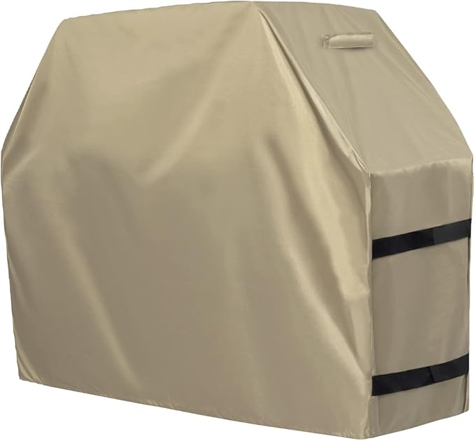 OutdoorLines Waterproof Heavy Duty BBQ Grill Cover - Universal Barbecue Grill Covers UV Resistant Barbeque Gas Grill Cover for Outdoor Outside Grill, 58L x 24W x 44H Inch, Camel