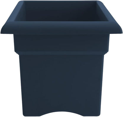Bloem Veranda 26" Navy Deck Box Planter with Optional Knock-Out Drainage Holes