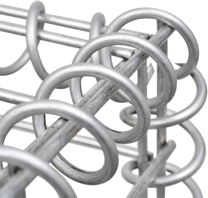 Galvanized Steel Gabion Wall with Cover, Gabion Mesh Wire Wall Panel Galvanized Steel Garden Stone Wire Basket Fencing Patio Decorative Fence, 118.1"x19.7"x78.7",-140