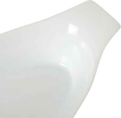 Gibson Home Gracious Dining Oval Au Gratin Baking Dishes, 4-Piece Set – 9 oz Oven Safe Banana Split Bowls, Ceramic Small Casserole Dishes with Handles, Microwave & Dishwasher Safe Mini Bakeware, White