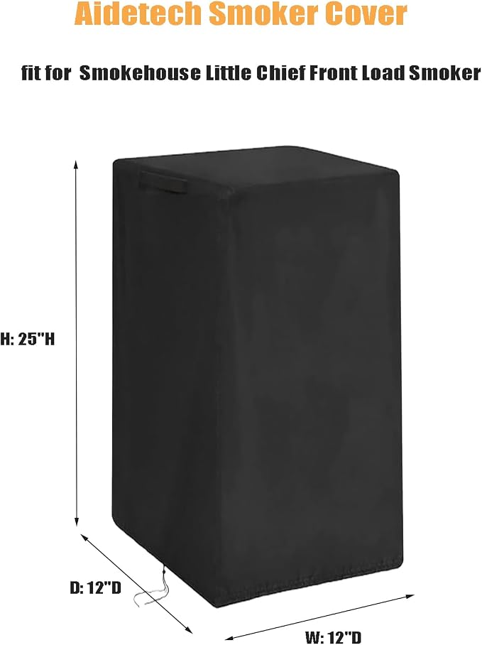 Smoker Cover Fit for Smokehouse Little Chief Front Load Smoker, Heavy Duty Waterproof Outdoor Grill Electric Smoker Covers-12 D x 12" W x 25" H
