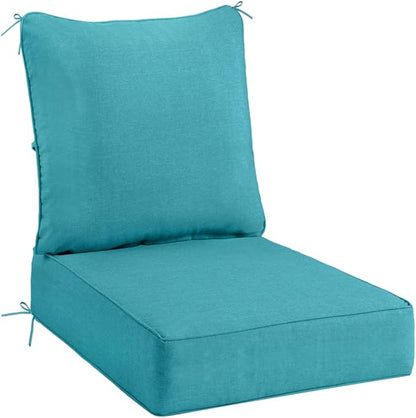 Sundale Outdoor Olefin Deep Seat Cushion, Patio Chair Cushion and Pillow, Water-Resistant Sectional Sofa Pad with Straps Teal, 23 x 26 x 6 Inches