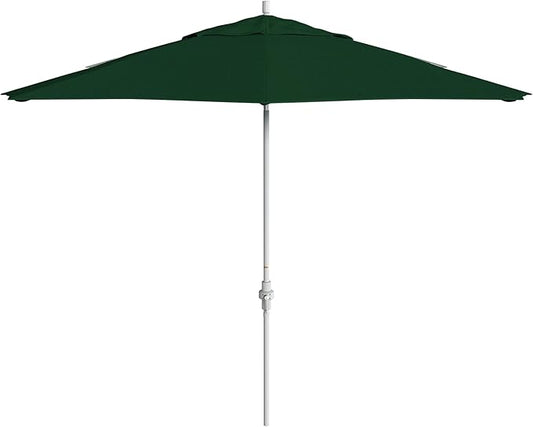 California Umbrella 11Ft Premium Patio Umbrella, Hand-Crank, Tilt-Collar, White Frame, Solution Dyed Hunter Green Fabric