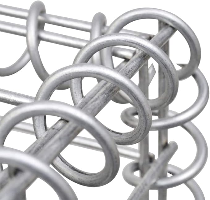 Galvanized Steel Gabion Wall with Cover, Gabion Mesh Wire Wall Panel Galvanized Steel Garden Stone Wire Basket Fencing Patio Decorative Fence, 236.2"x11.8"x78.7",-137