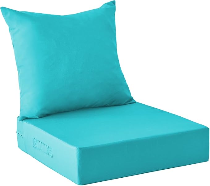 Outdoor Cushions for Patio Furniture,Outdoor Seat Cushion Set 24 x 24 x 4 Inch,Waterproof & Fade Resistant Outdoor Chair Cushions, Patio Chair Cushion, Tea