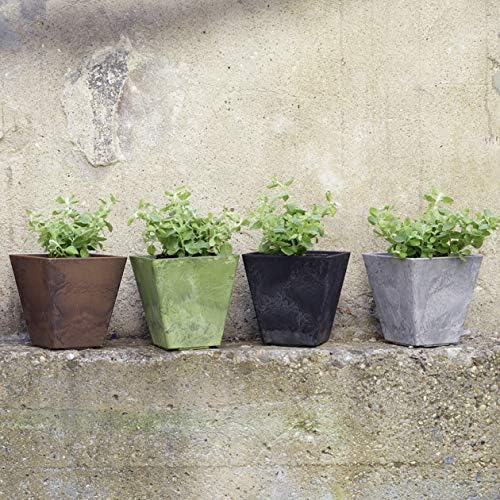 ArtStone 35080 Ella Square Planter, 8-Inch, Grey