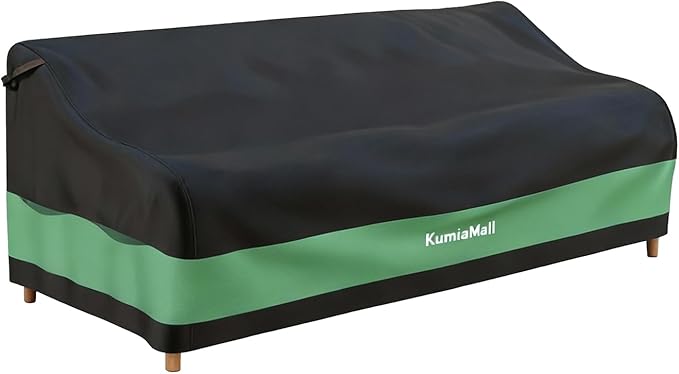 Patio Furniture Sofa Cover, Waterproof Heavy Duty Outdoor Bench Covers, 85" W x 37" D x 35" H, Four-Season Protective Outside Couch Covers Black & Green