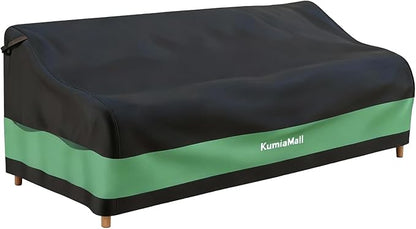 Patio Furniture Sofa Cover, Waterproof Heavy Duty Outdoor Bench Covers, 85" W x 37" D x 35" H, Four-Season Protective Outside Couch Covers Black & Green