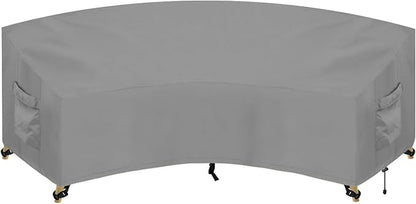 PureFit Outdoor Sectional Sofa Cover Waterproof Curved Patio Furniture Covers for Deck, Lawn and Backyard, 90Lx34Dx32Hx46FL, Grey