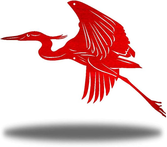 Riverside Designs Heron Coastal Beach Outdoor Metal Wall Art | Made in USA | Multiple Colors and Sizes (36", Red)
