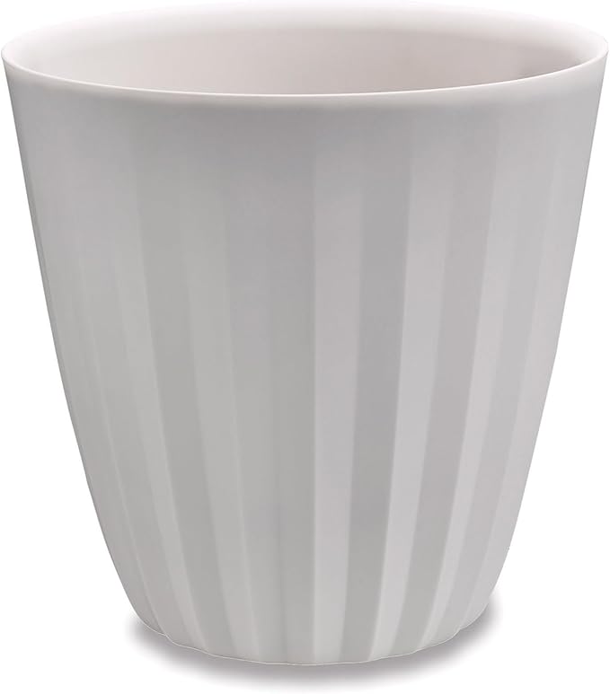 Crescent Garden Pleat Modern Decorative Planter, Indoor/Outdoor Pot, Resin Plant Pot with Drain Hole - 23" W x 23" H (Cloud White)