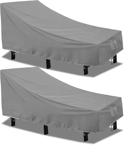 PureFit Outdoor Chaise Lounge Cover, Lounge Chair Covers Waterproof Patio Furniture Lounge Chair Cover, UV Resistant & Weatherproof, 2 Pack, 84" L x 32" W x 32" H Inches, Gray