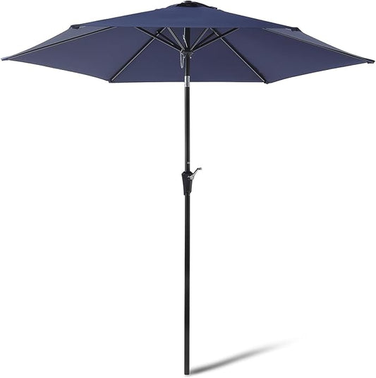 Amazon Basics Patio Umbrella, Crank Lift and Push Button Tilt, 9 Foot, Navy