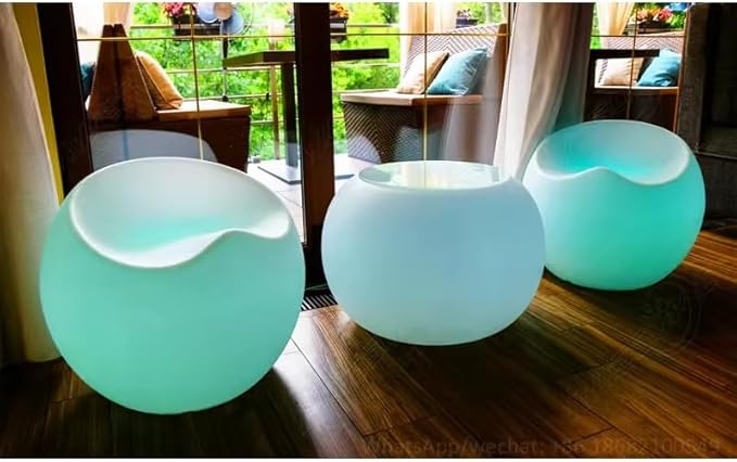 MR.GO 16-inch LED Ball Light and 22-inch LED Glowing Chair Bundle, Rechargeable, Remote Control, Dimmable 16 RGB Colors 4 Modes, Waterproof, Great as Night Light Mood Lamp Ambient Lighting Decorations