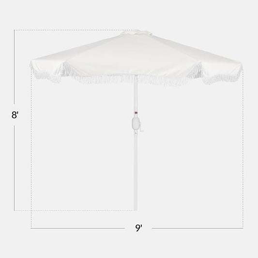 Best Choice Products 9ft Fringe Market Patio Umbrella – Outdoor Boho Tassel Sunshade for Table, Pool, Deck, Backyard – UPF50+, Easy Tilt, Heavy Duty Steel Pole & Ribs