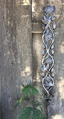 It's Cactus Metal Garden Art Sunflowers and Birds, Light Weight Steel Drum Haitian Decor, Home Wall Flower Plaque 5 X 33 Inches, Fair Trade (Sunflowers and Birds)