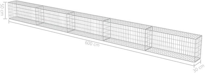 Galvanized Steel Gabion Wall with Covers, Gabion Mesh Wire Wall Panel Galvanized Steel Garden Stone Wire Basket Fencing Patio Decorative Fence, 236"x11.8"x19.7",-183