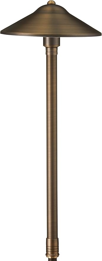 VOLT 15-Pack 12V Cast Brass Max Spread Path Lights (9" Shade, 25" Tall) for Low Voltage Landscape Lighting on Outdoor Pathway, Walkway, Garden, Driveway or Patio